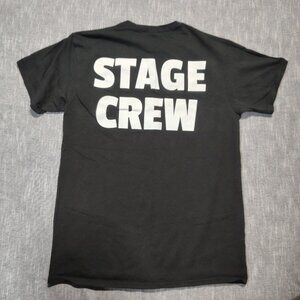 VINTAGE Stage Crew T-Shirt Black White Delta Pro Weight Cotton Concert Band Scri